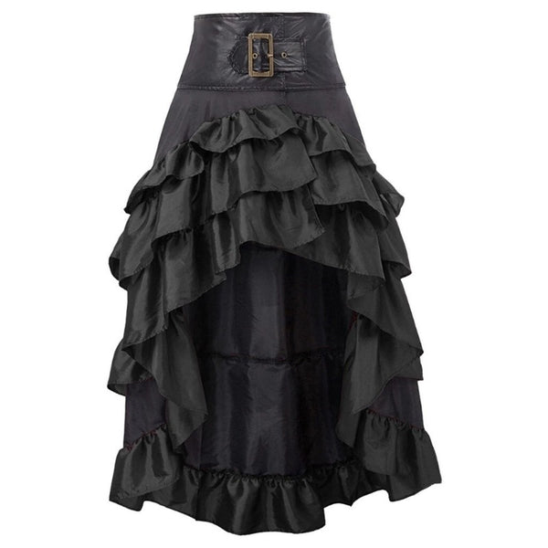 Jupe Steampunk Gothique Femme - Asymétrique, Tulle Multicouche, Taille élastique, Ourlet Irrégulier - 1