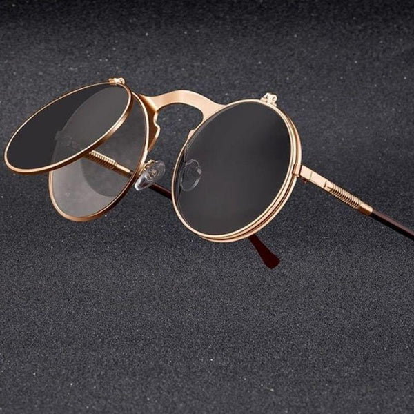 Lunettes De Soleil Steampunk Avec Rivets - Modèle Unisexe Tendance, Style Rétro - Monture En Polycarbonate, Protection UV - Cadeau Original Pour Homme Ou Femme