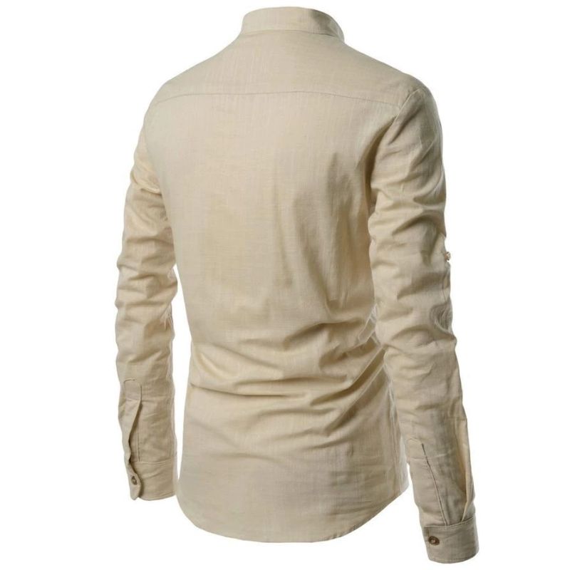 Col Mao Chemise Chemisette Homme Manche Courte- Chemise Col Mao