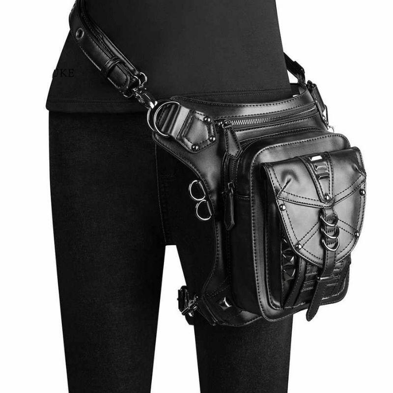 Sac de taille steampunk pour femme, sac de jambe en cuir, étui militaire  gothique, sacs de ceinture de cuisse de moto, sacs de messager initiés