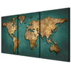tableau carte du monde doré