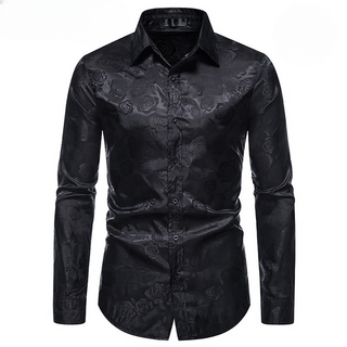 chemise noir a fleur homme