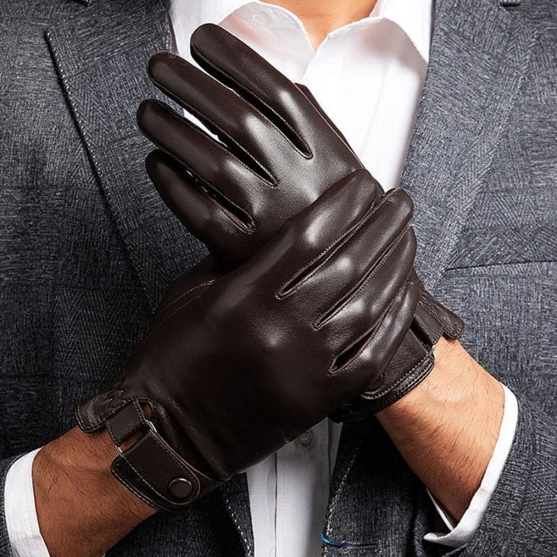 Gants homme percussion grand froid cuir - marron