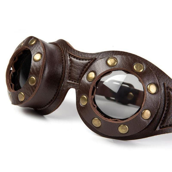 Lunettes steampunk cuir avec rivets