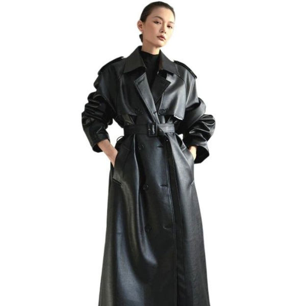 manteau trench coat cuir pu