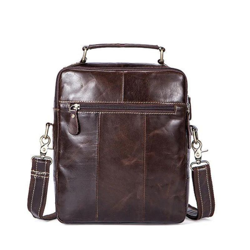 Sac Bandoulière Homme Cuir Véritable Pundarika - Sacoche Vintage Multipoche Avec Poignée