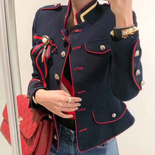 veste style militaire femme bleu marine